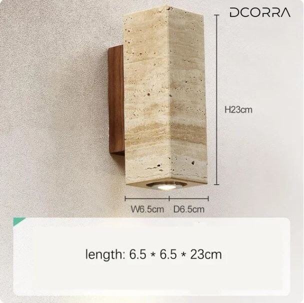 Outdoor Stone Wall Lamp with Wood or Metal Base - Large / Square / Wooden Base