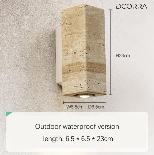 Outdoor Stone Wall Lamp with Wood or Metal Base - Large / Square / Metal Base