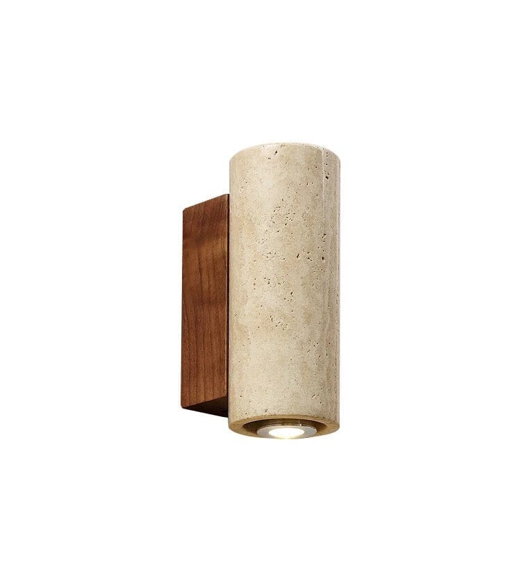 Outdoor Stone Wall Lamp with Wood or Metal Base on a white background