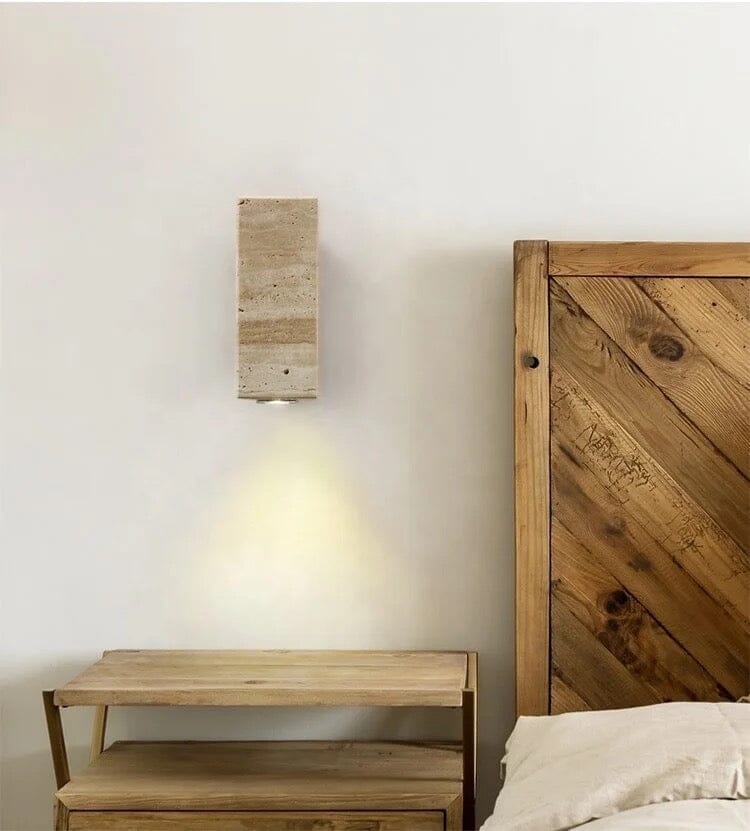 Outdoor Stone Wall Lamp with Wood or Metal Base