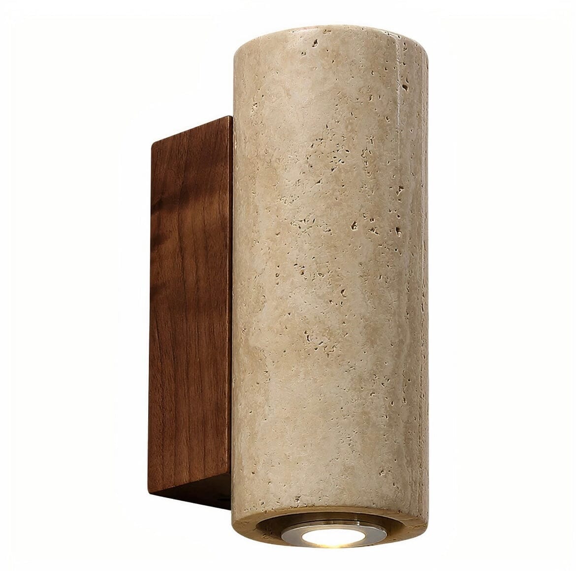 Outdoor Stone Wall Lamp with Wood or Metal Base on an exterior wall