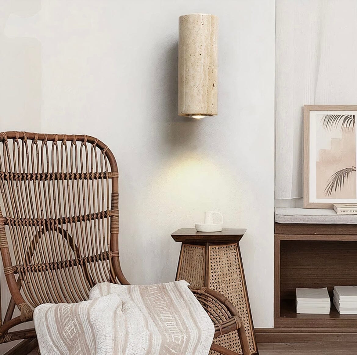 Outdoor Stone Wall Lamp with Wood or Metal Base