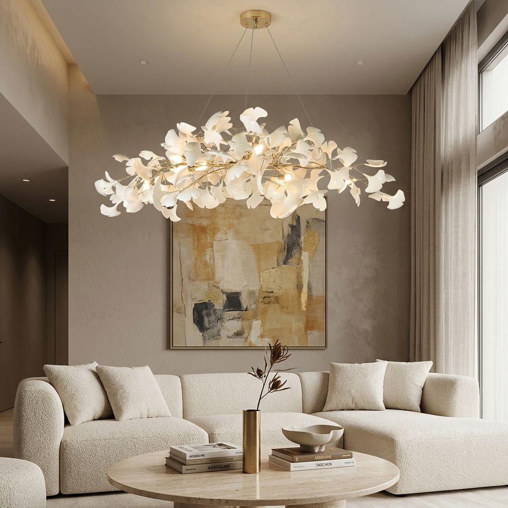 Porcelain Ginkgo Leaf Linear Chandelier - view 9