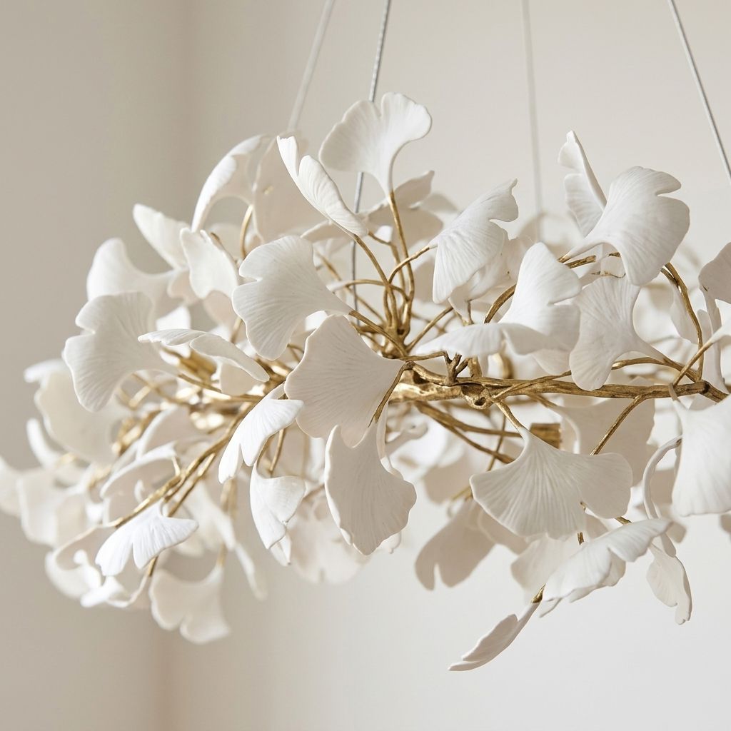 Porcelain Ginkgo Leaf Linear Chandelier - view 7