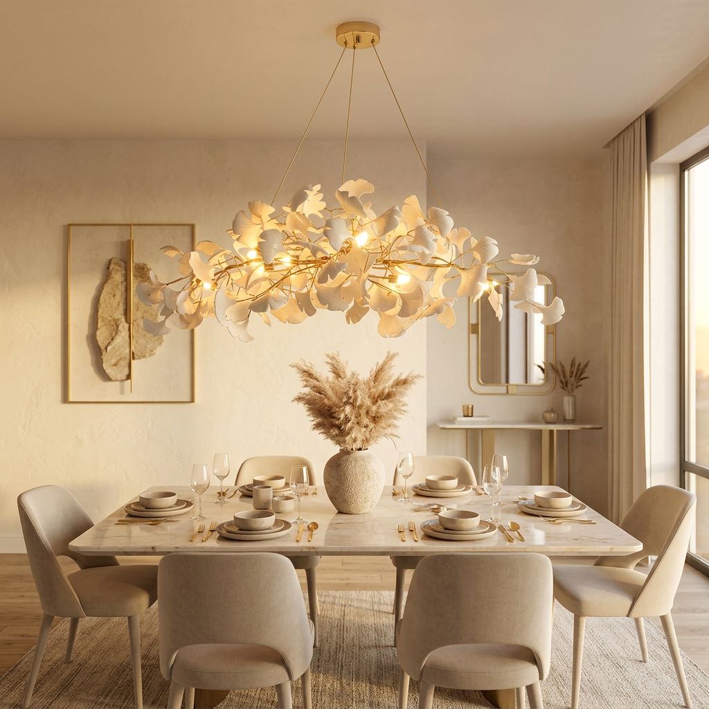 Porcelain Ginkgo Leaf Linear Chandelier - view 8