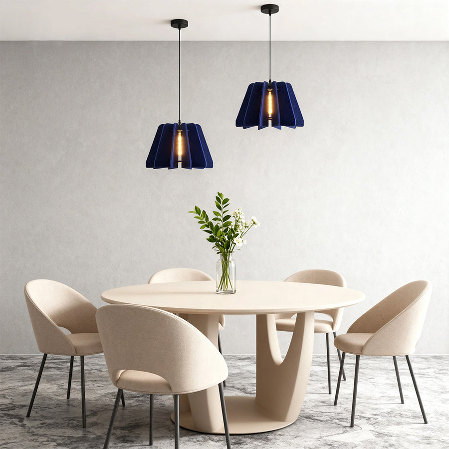 Radial Felt Pendant Light above a dining table