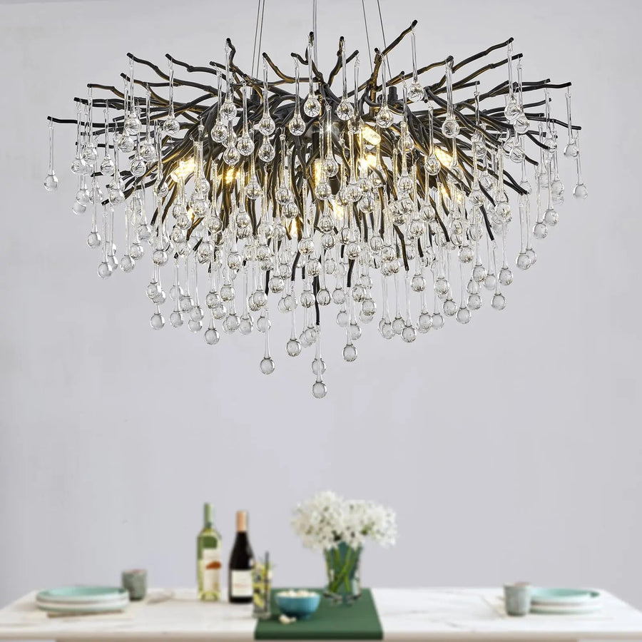 Raindrop Crystal Black Chandelier