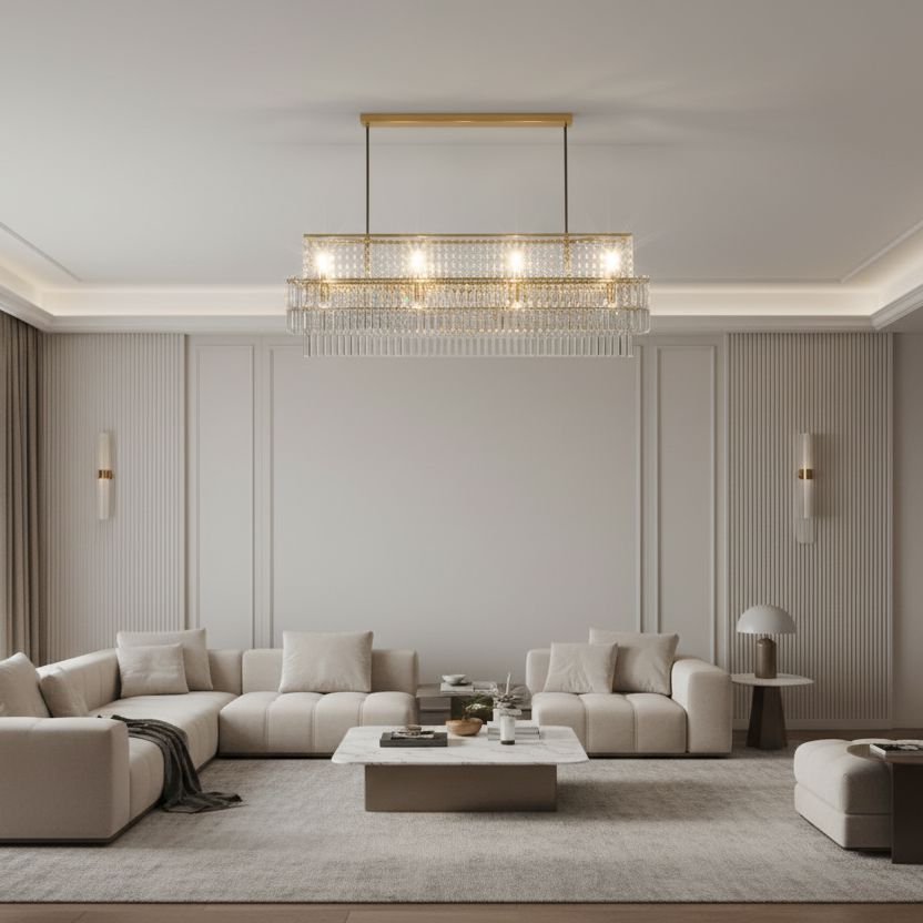 Rectangular Crystal Prism Linear Chandelier - view 19