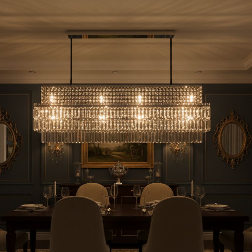 Rectangular Crystal Prism Linear Chandelier - view 3
