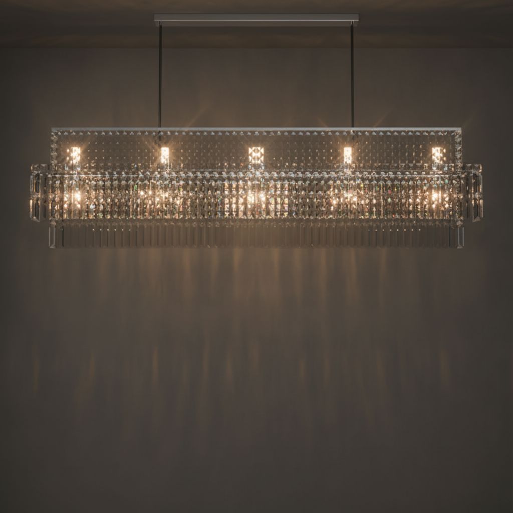 Rectangular Crystal Prism Linear Chandelier - view 4