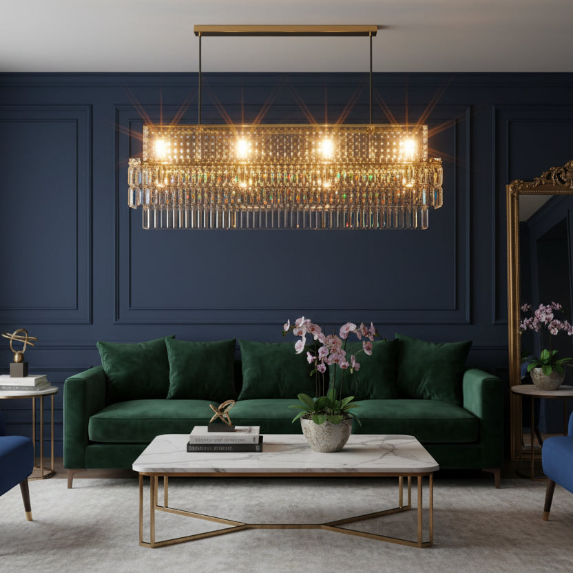 Rectangular Crystal Prism Linear Chandelier - view 7