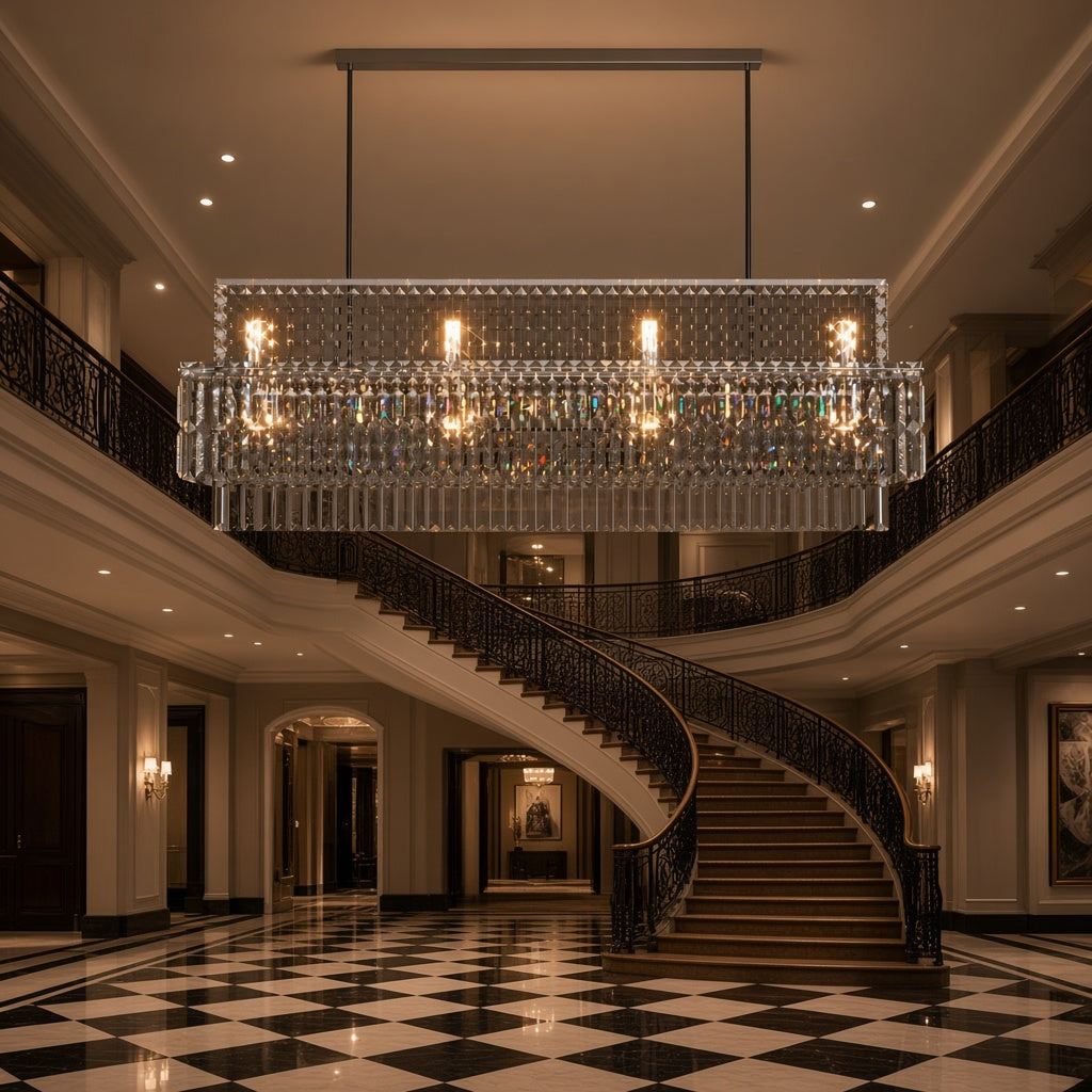 Rectangular Crystal Prism Linear Chandelier