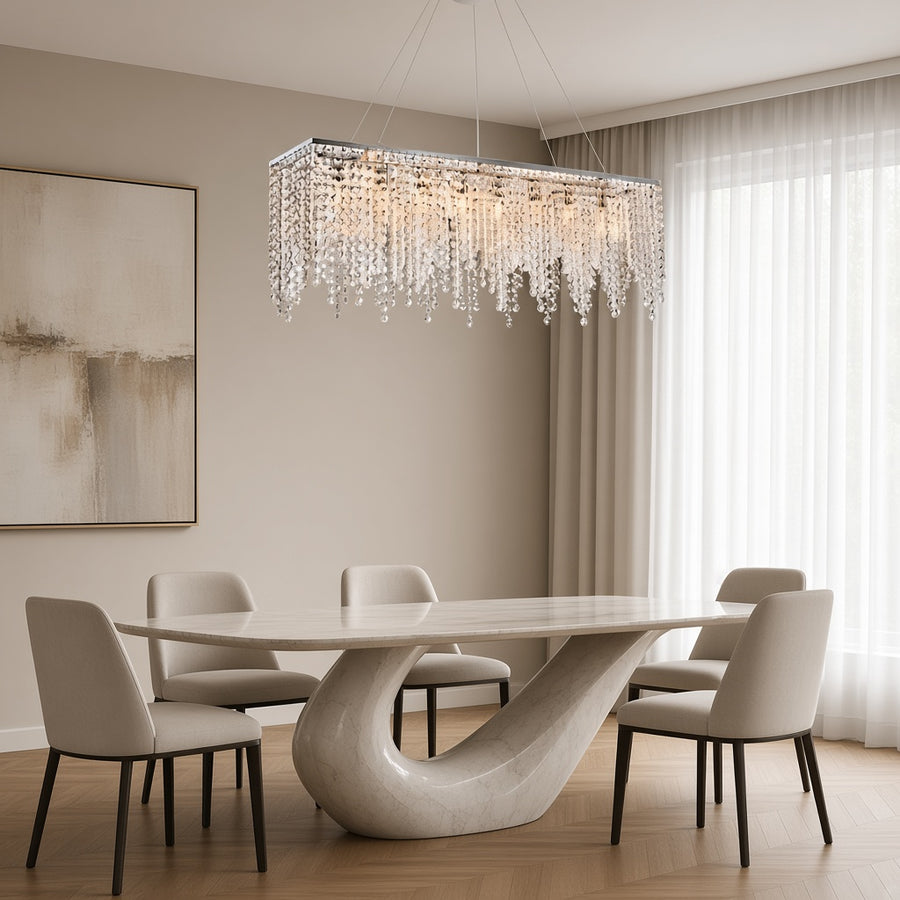 Rectangular Crystal Raindrop Chandelier - Chrome