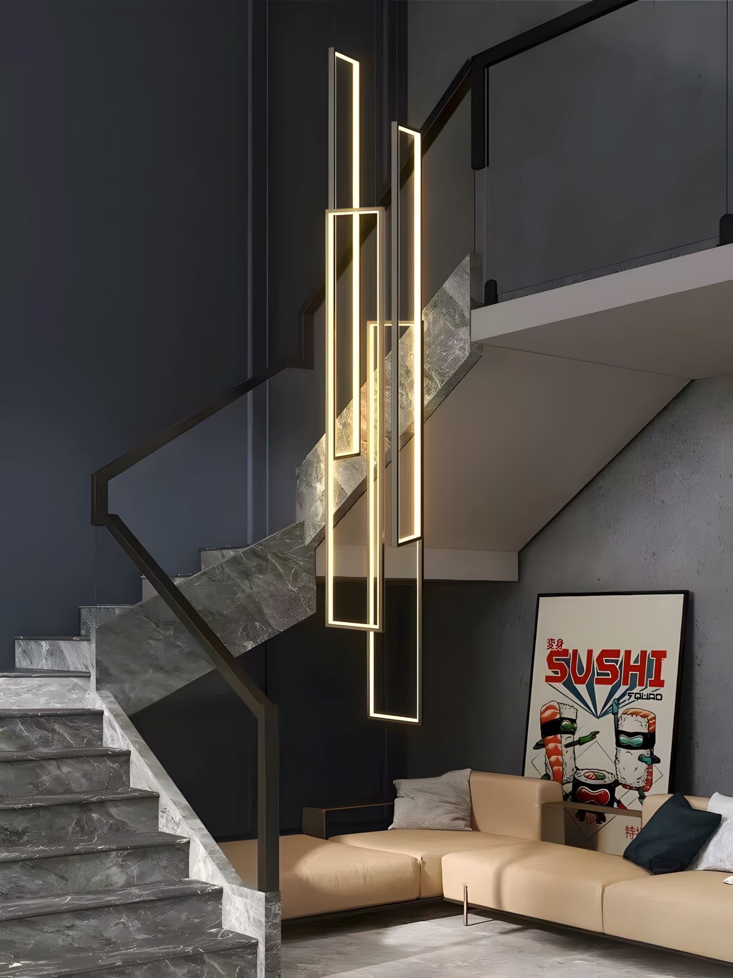 Rectangular Frame LED Cascade Chandelier - view 5