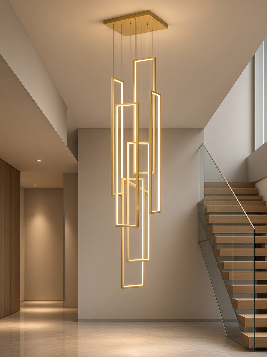 Rectangular Frame LED Cascade Chandelier