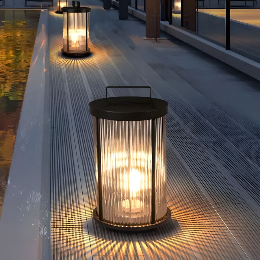 Ribbed Glass Outdoor Lantern