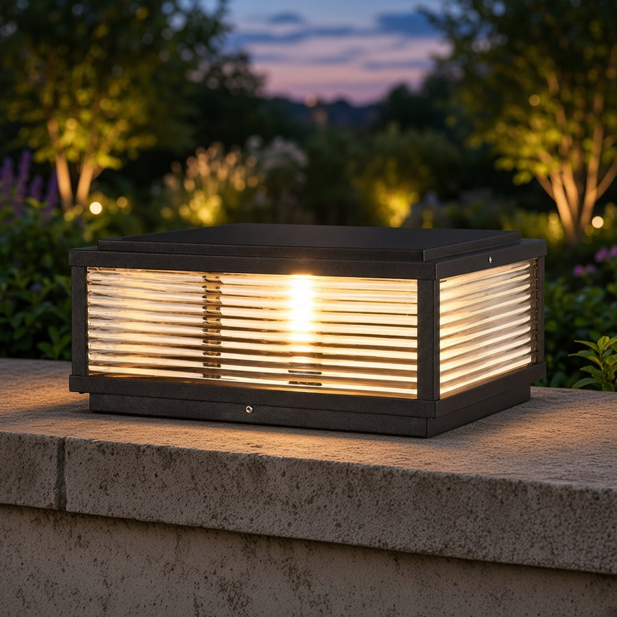 Ribbed Glass Square Pillar Light
