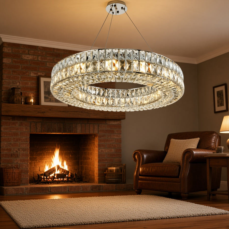 Round Crystal Chandelier - Gold or Silver
