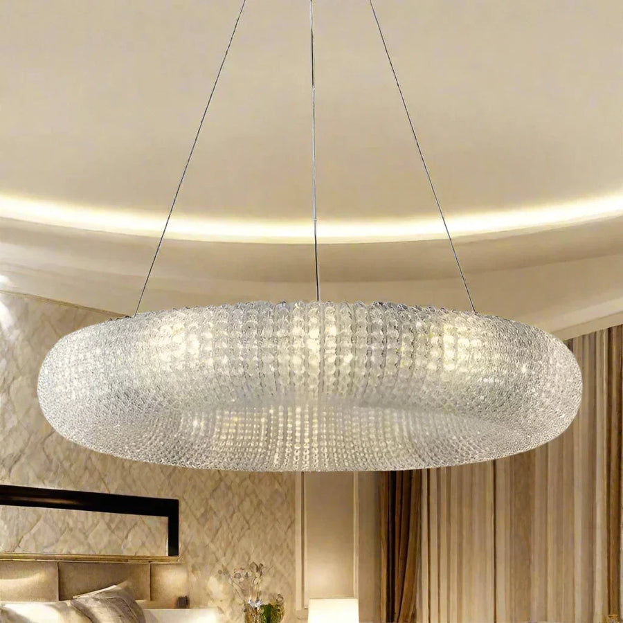 Round K9 Crystal Semi-Flush Chandelier