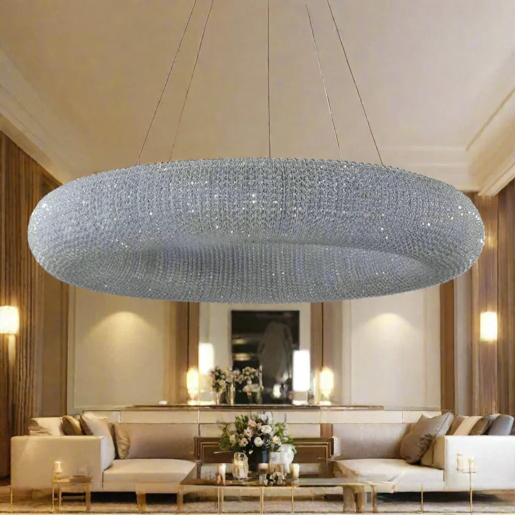 Round K9 Crystal Semi-Flush Chandelier - view 3