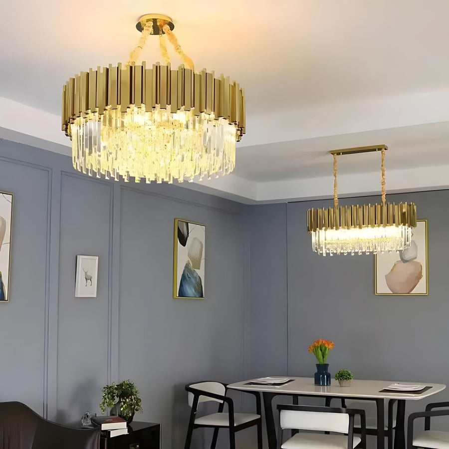 Royal K9 Crystal Ceiling Chandelier above a dining table