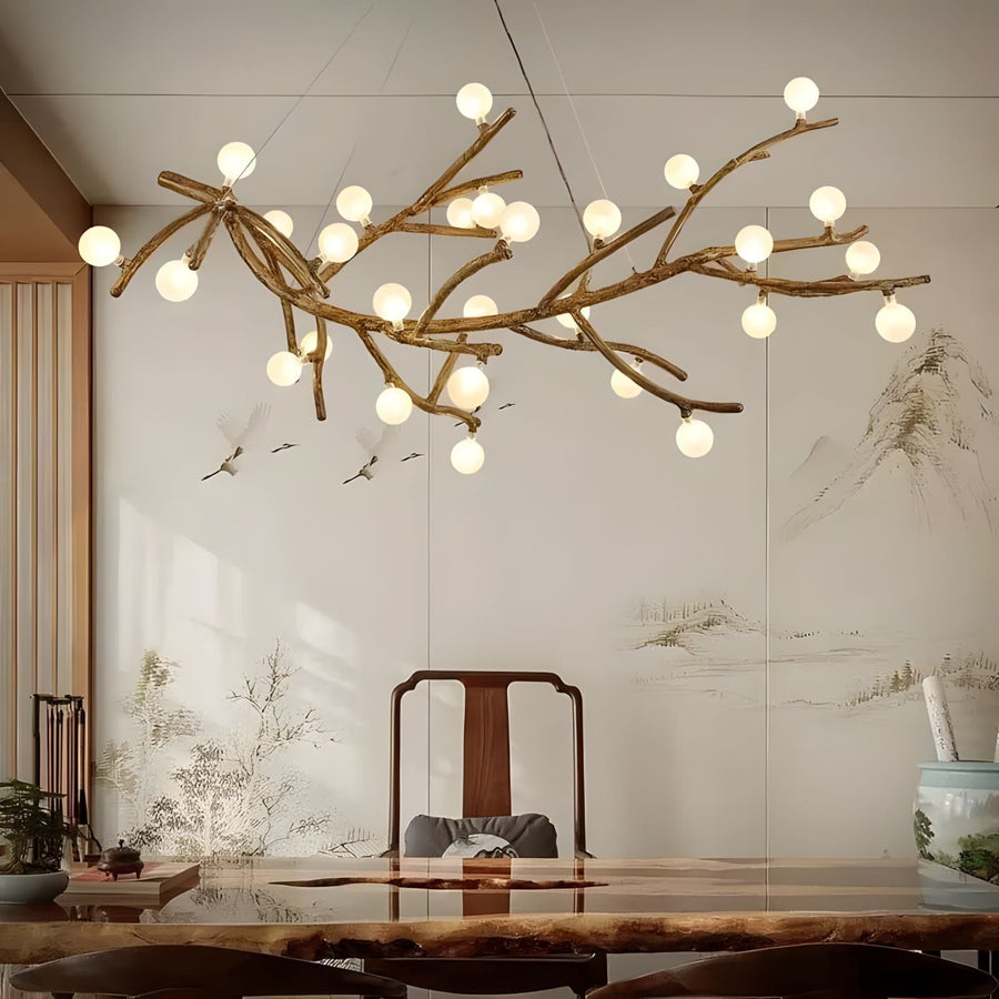 Rustic Branch Glass Ball Chandelier