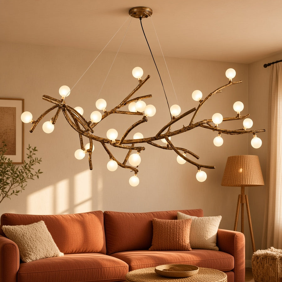 Rustic Branch Glass Ball Chandelier
