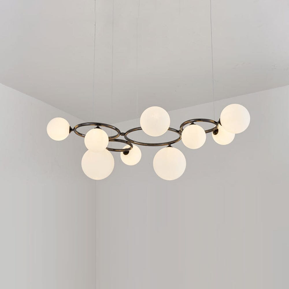 Smoked Glass Globe Branch Chandelier - 9 Heads / Black and white