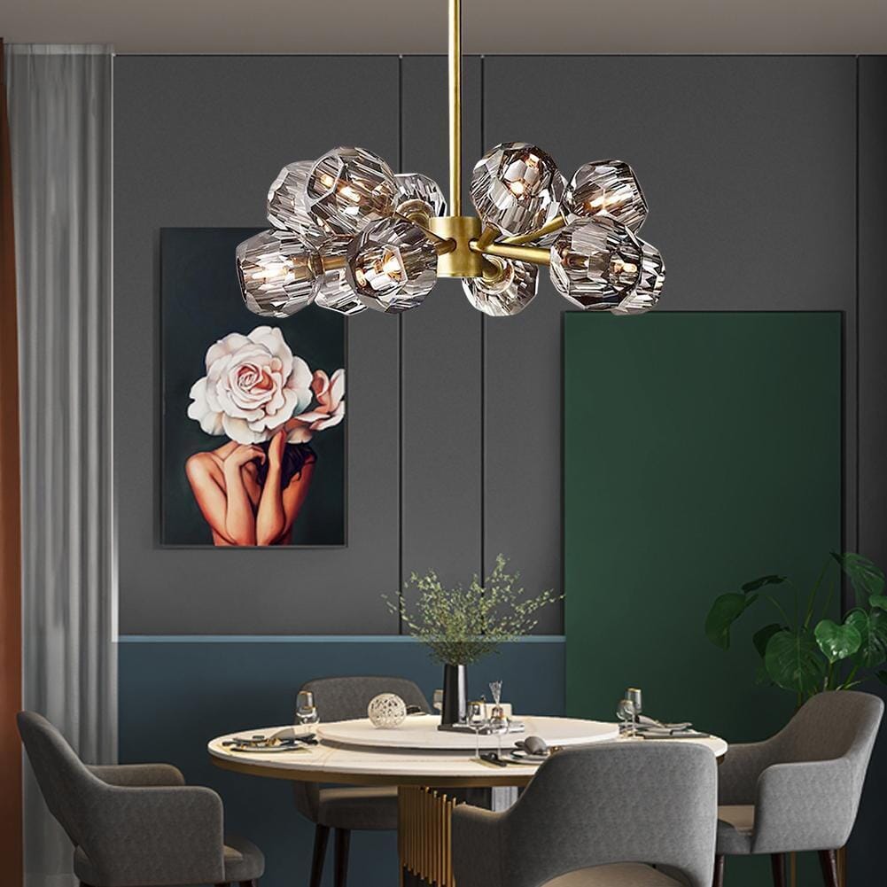 Smoked K9 Crystal Sphere Brass Chandelier - view 8