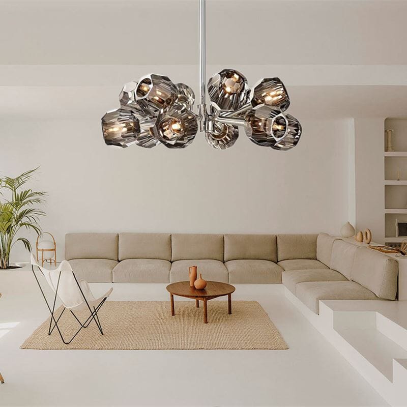 Smoked K9 Crystal Sphere Brass Chandelier - view 5