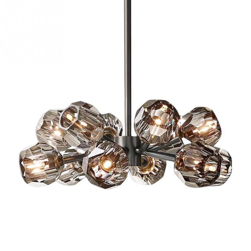 Smoked K9 Crystal Sphere Brass Chandelier - view 7