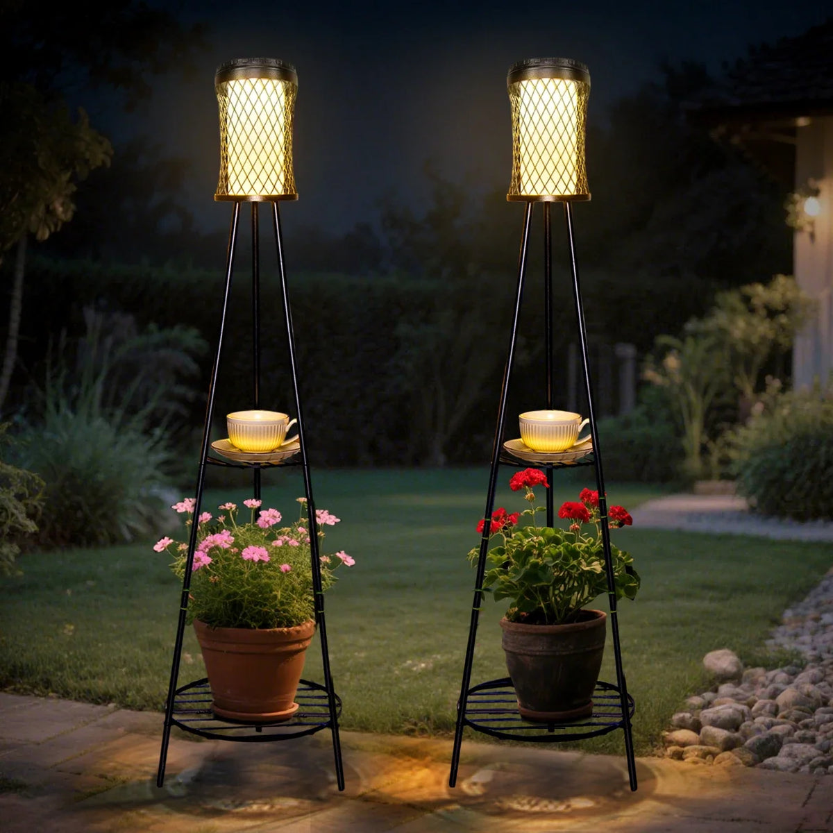 Solar Lantern Plant Stand Light