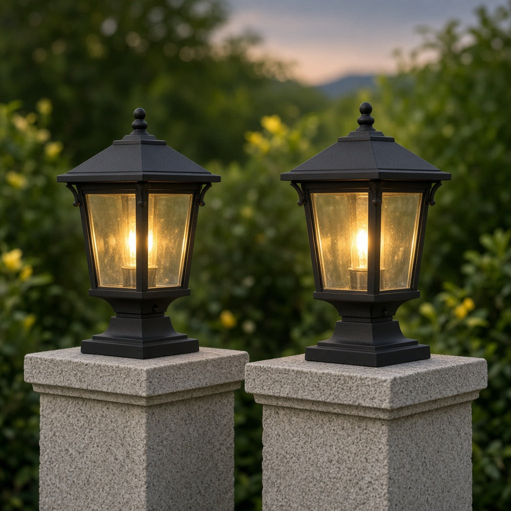 Solar Pillar Lantern with Remote - 2.5 / White / Black