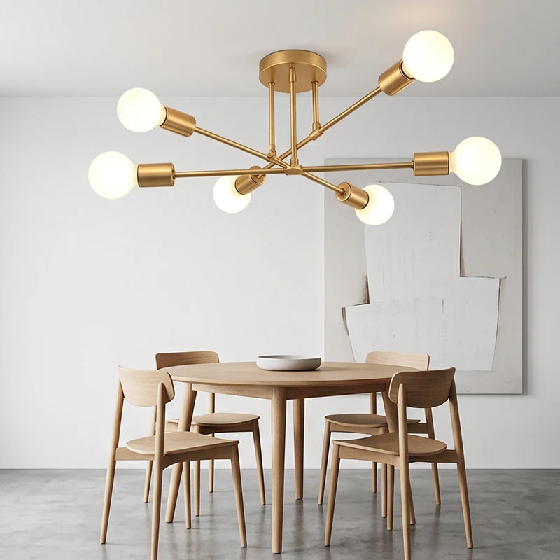 Sputnik 6-Light Chandelier above a dining table