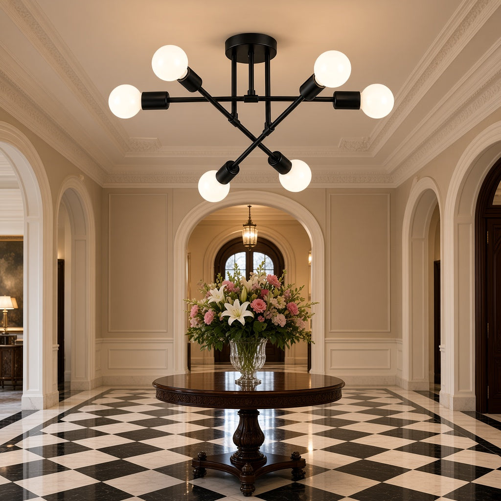 Sputnik 6-Light Chandelier in black