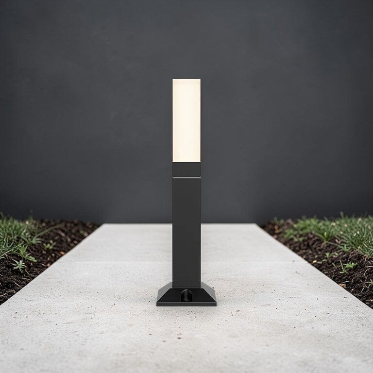 Square LED Bollard Path Light along a garden path