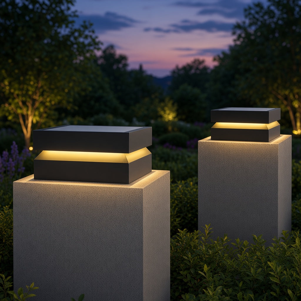 Square Pillar Cap Light - Solar or Hardwired