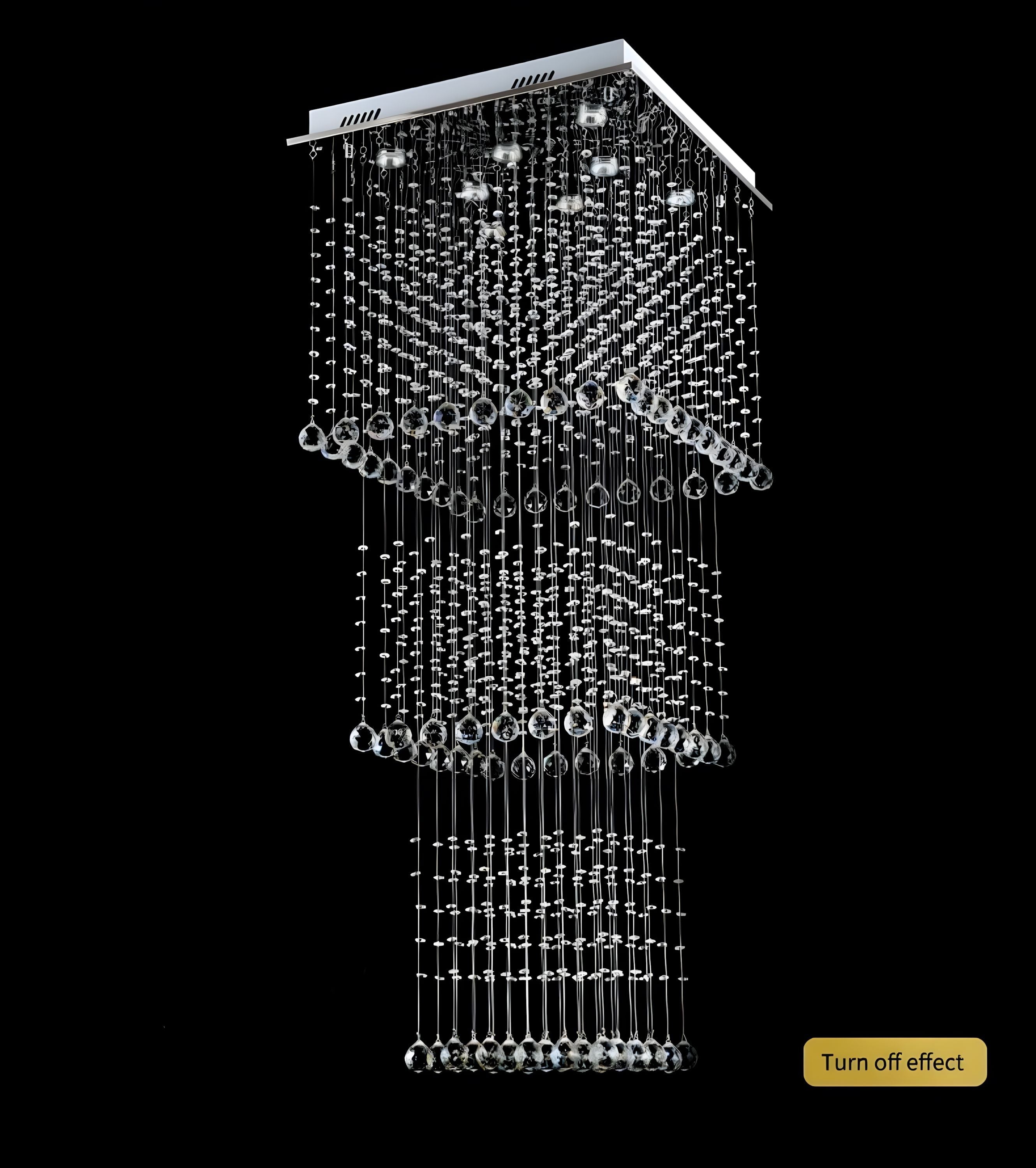 Square Tiered Raindrop Crystal Staircase Chandelier