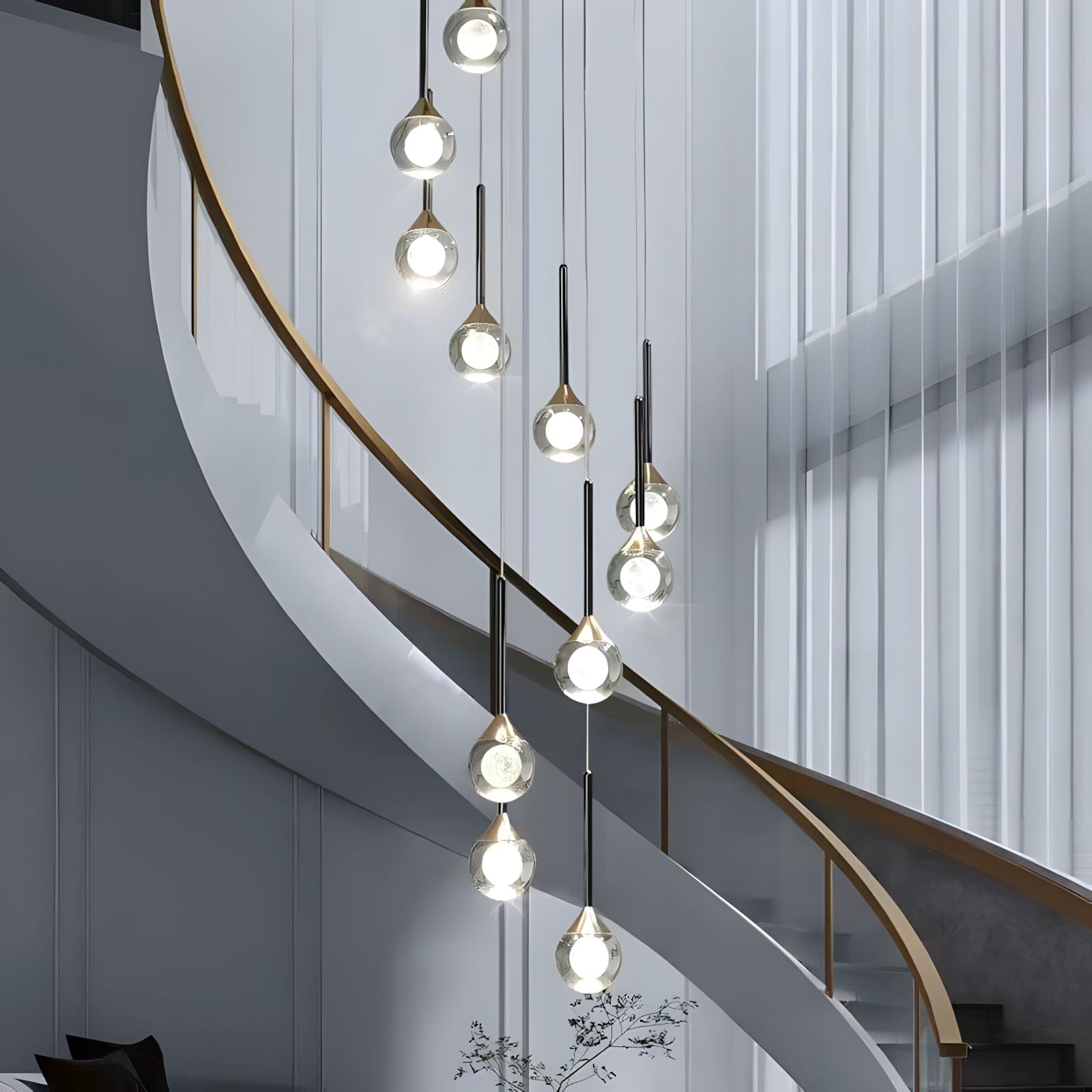 Starry Crystal Pendant Cascade Chandelier - 6-Heads - ∅ 16"× H 71" / Cold White