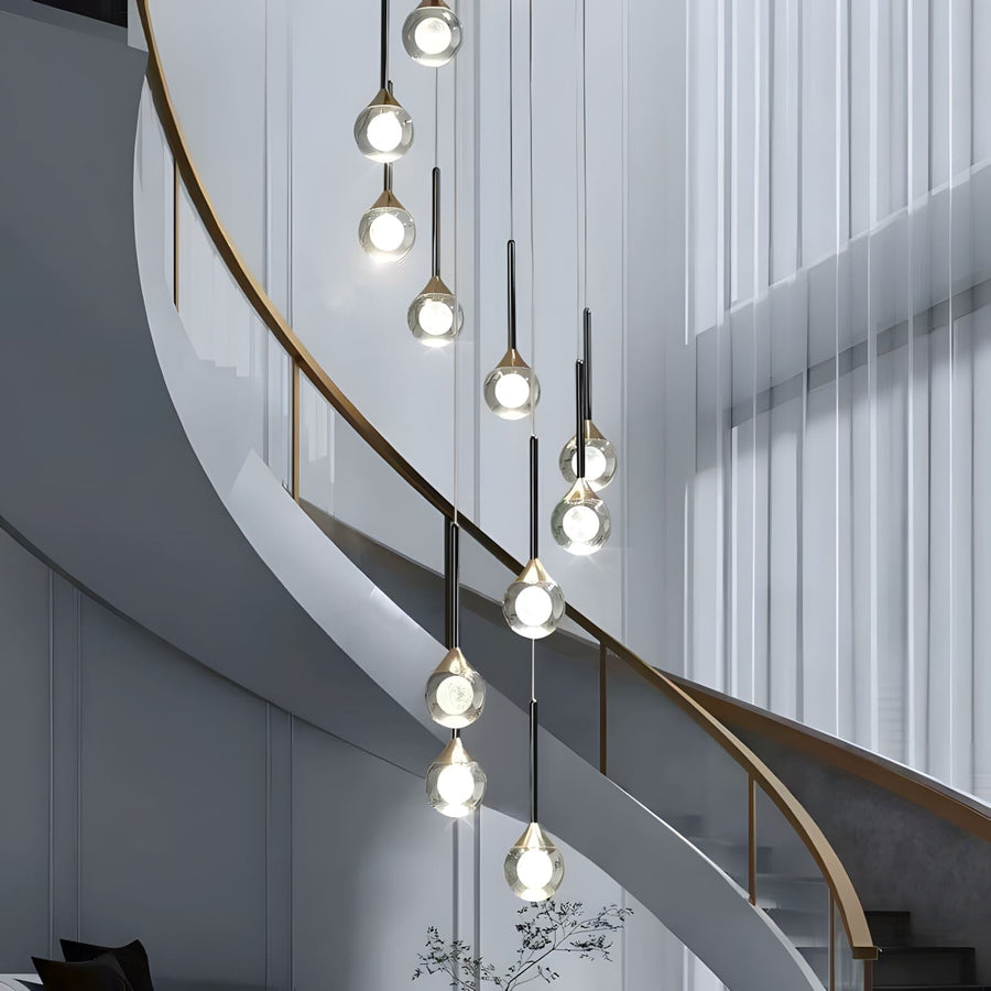 Starry Crystal Pendant Cascade Chandelier - 6-Heads - ∅ 16"× H 71" / Cold White