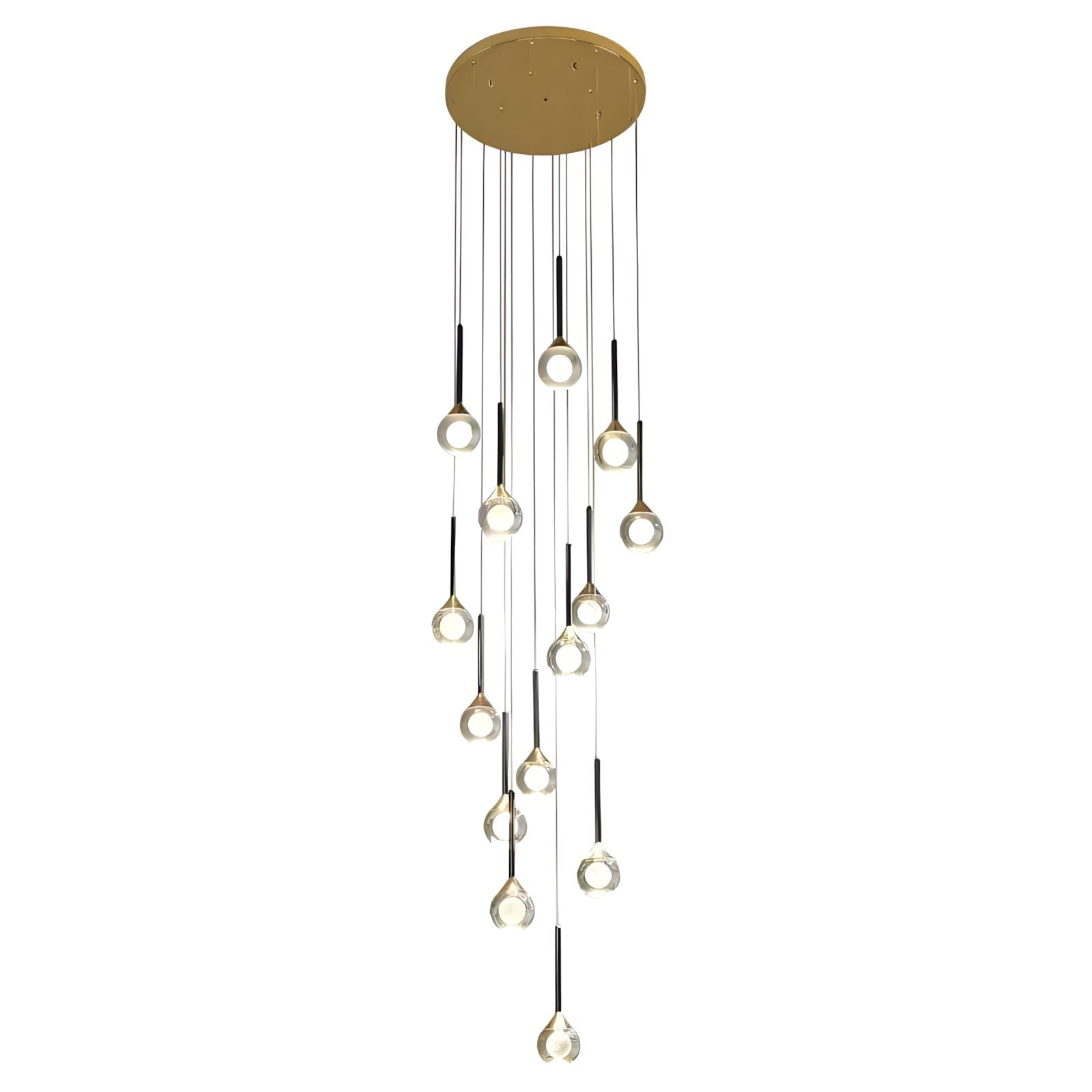 Starry Crystal Pendant Cascade Chandelier on a white background