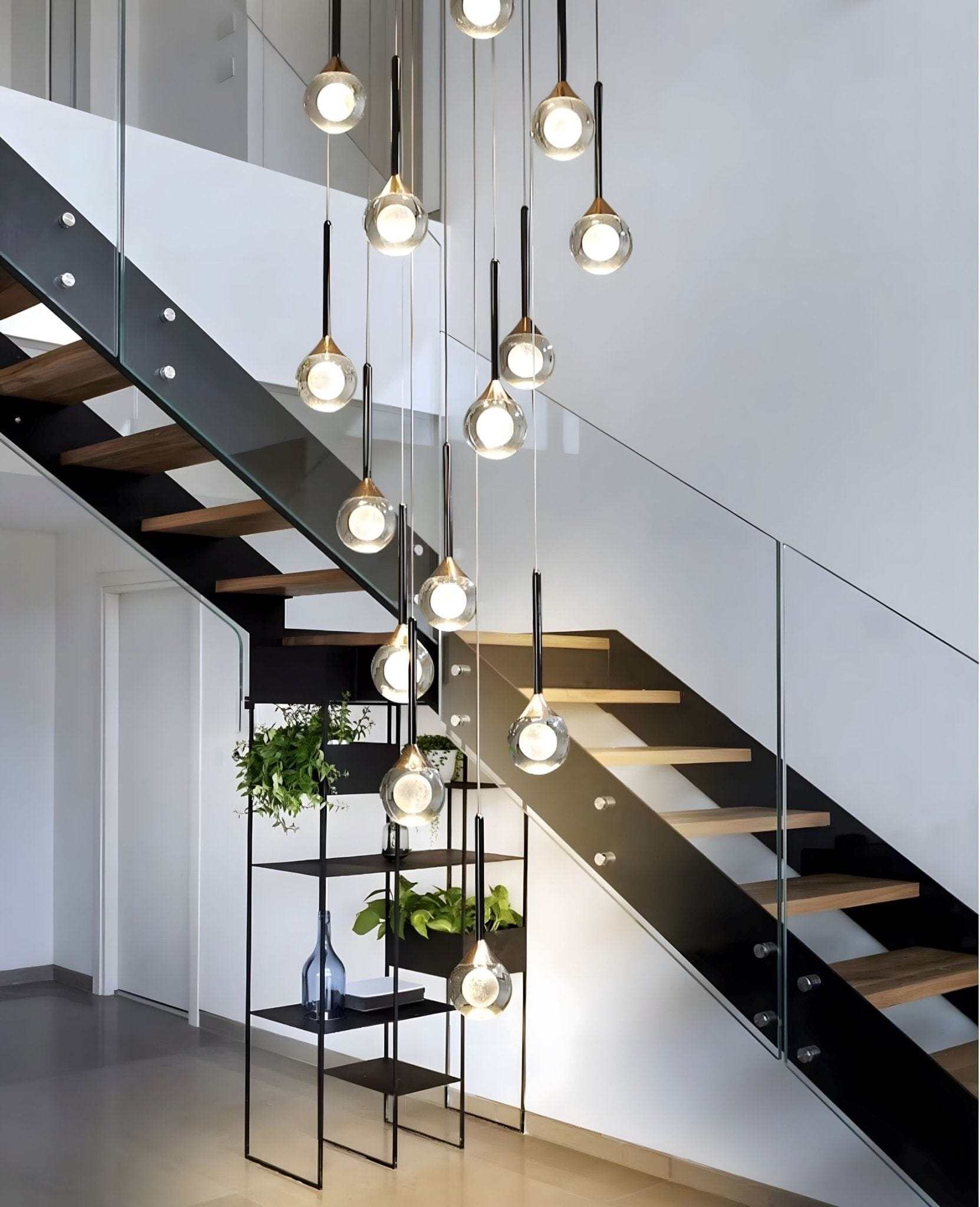 Starry Crystal Pendant Cascade Chandelier - 12-Heads - ∅ 20" × H 98" / Warm White