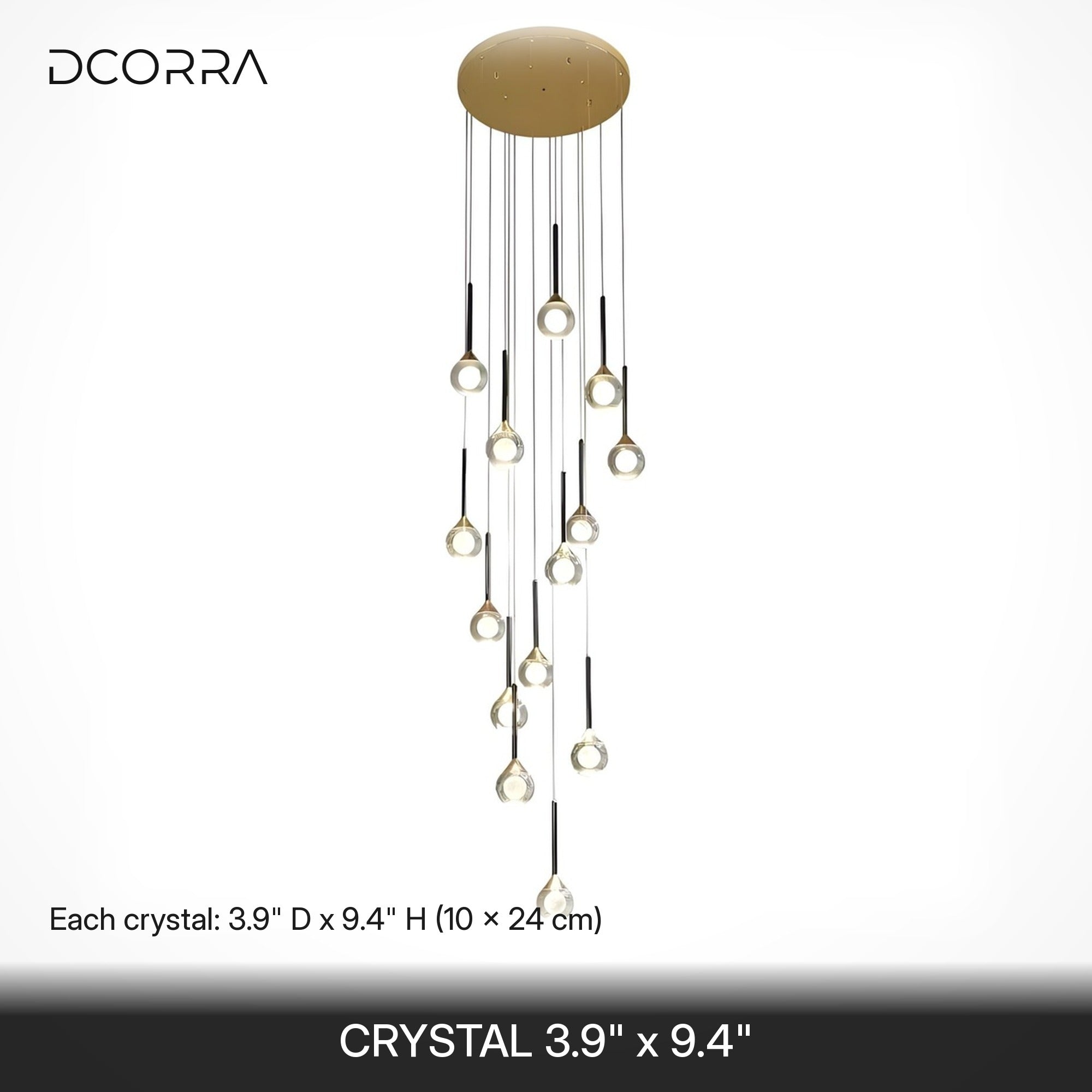 Starry Crystal Pendant Cascade Chandelier - dimensions