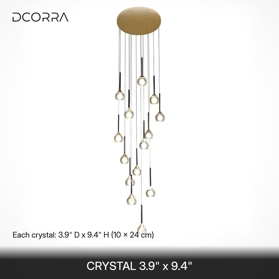 Starry Crystal Pendant Cascade Chandelier - dimensions