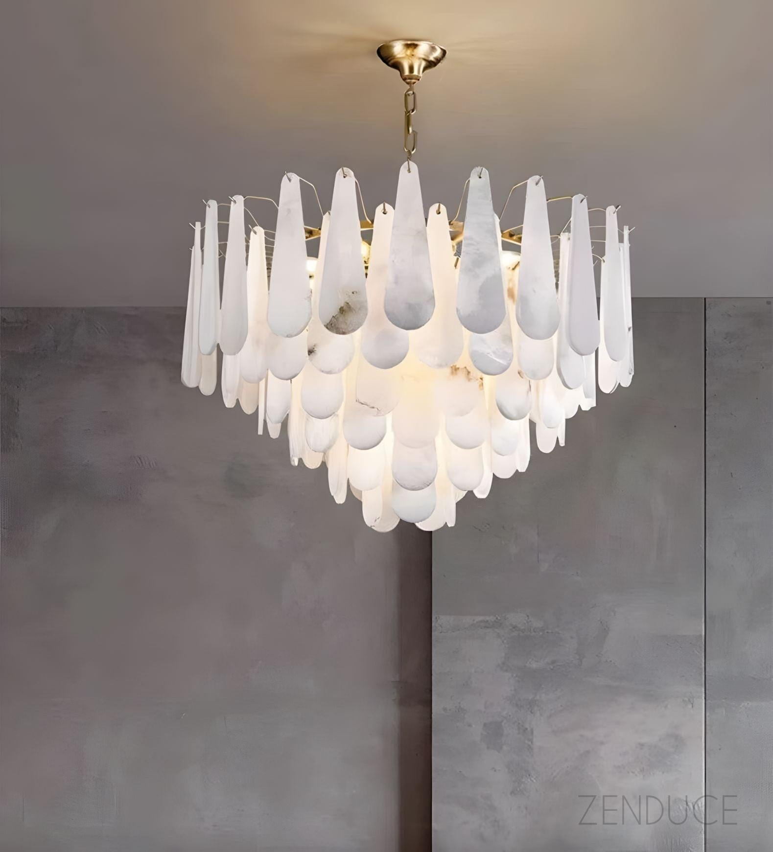 Three-Tier Alabaster Brass Chandelier - view 11