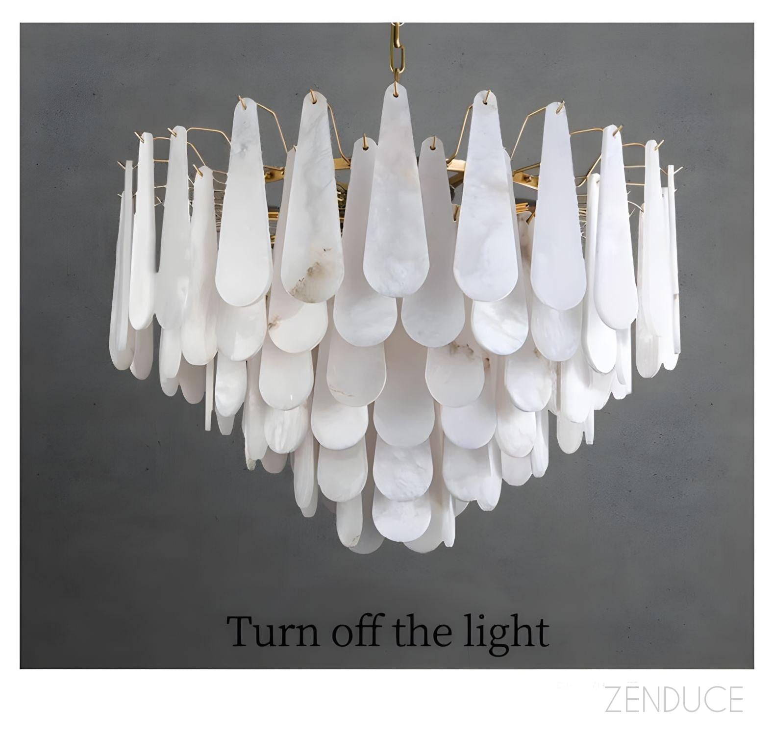 Three-Tier Alabaster Brass Chandelier - view 14