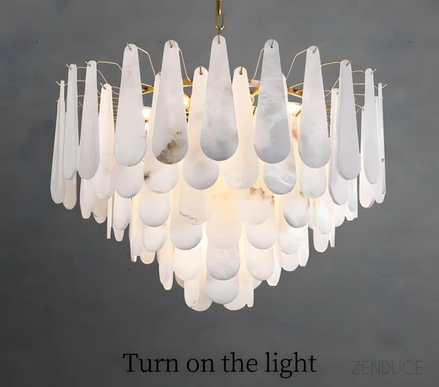 Three-Tier Alabaster Brass Chandelier - view 15