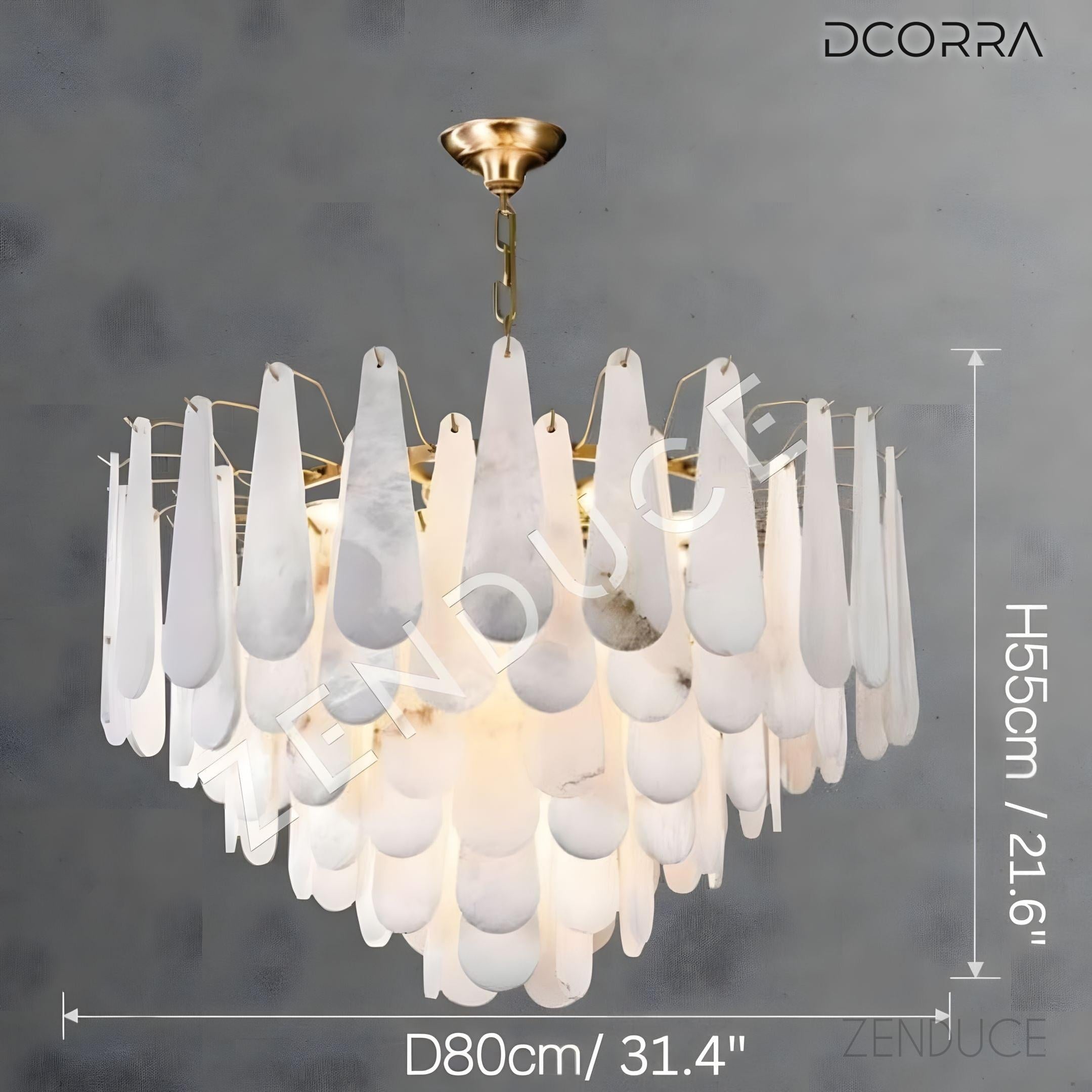 Three-Tier Alabaster Brass Chandelier - view 16