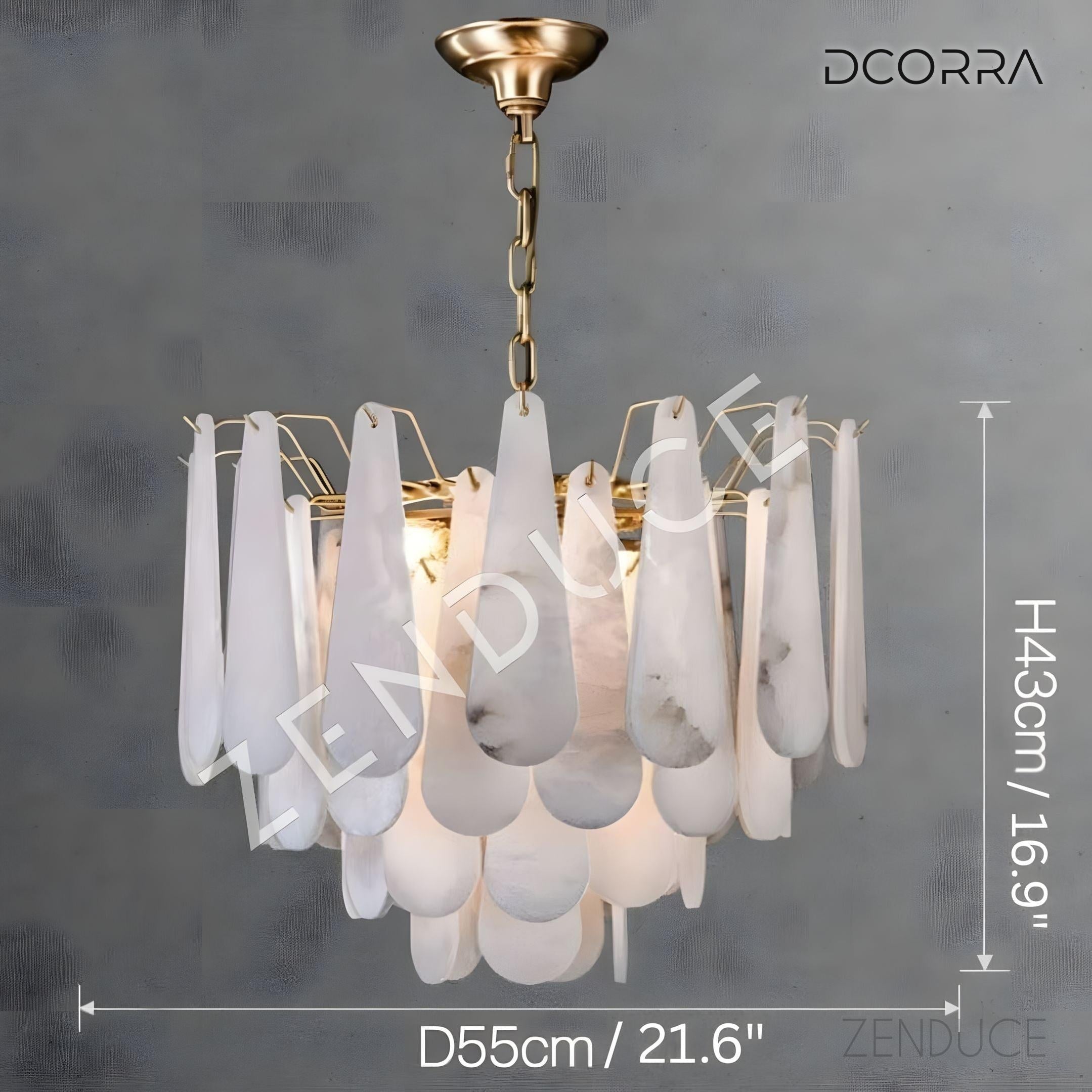 Three-Tier Alabaster Brass Chandelier - view 17