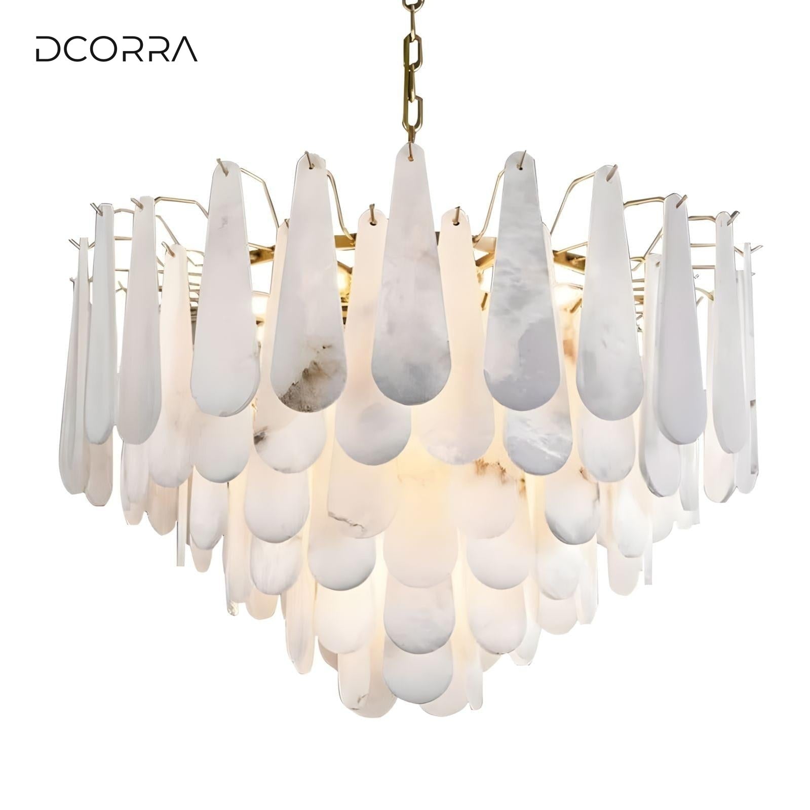 Three-Tier Alabaster Brass Chandelier - view 6